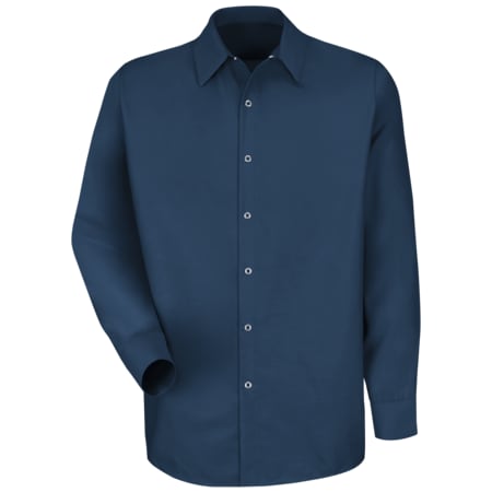 Men's Long Sleeve Pocketless Work Shirt, Cotton/Polyester, Snap, 0 Pocket(s), Navy, XL MPN:SP16NV LN XL