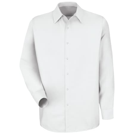 Men's Long Sleeve Pocketless Work Shirt, Cotton/Polyester, Snap, 0 Pocket(s), White, 6XL MPN:SP16WH RG 6XL