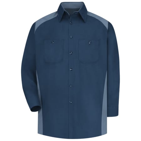 Men's Long Sleeve Motorsports Shirt, 65% Polyester/35% Cotton, Button Fronts, Navy/Postman Blue, XL MPN:SP18NP RG XL