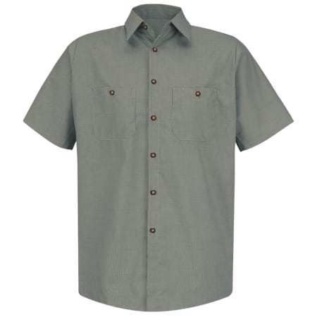 Short Sleeve Microcheck Uniform Shirt, 65% Polyester / 35% Combed Cotton, Button Fronts, L MPN:SP20HK SS L