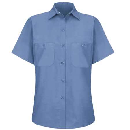 Women's Short Sleeve Work Shirt, Cotton/Polyester, Button Fronts, 2 Pocket(s), Petrol Blue, XL MPN:SP23MB SS XL