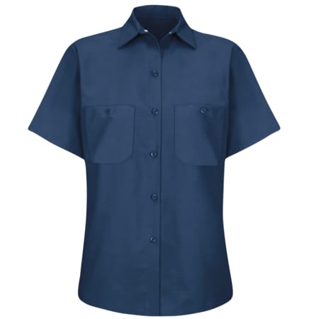 Women's Short Sleeve Work Shirt, Cotton/Polyester, Button Fronts, 2 Pocket(s), Navy, 4XL MPN:SP23NV SS 4XL