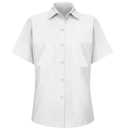 Women's Short Sleeve Work Shirt, Cotton/Polyester, Button Fronts, 2 Pocket(s), White, L MPN:SP23WH SS L