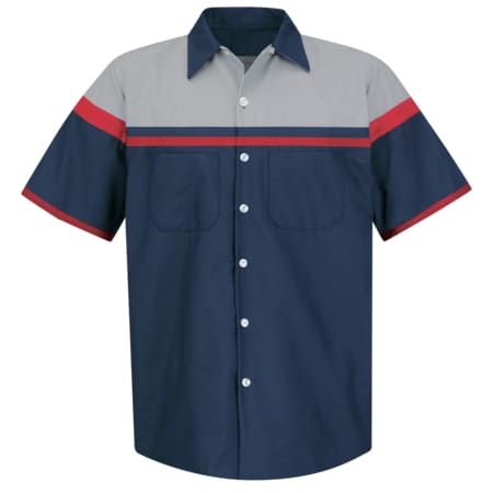 Men's Short Sleeve Automotive Tech Shirt, 65% Polyester/35% Cotton, Button Fronts, Multi, S MPN:SP24AC SS S