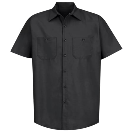 Men's Short Sleeve Industrial Poplin Work Shirt, Cotton/Polyester, Button Fronts, 2 Pocket(s), S MPN:SP24BK SS S