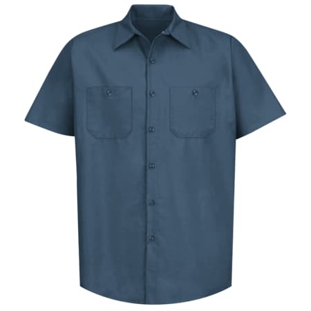 Men's Short Sleeve Industrial Poplin Work Shirt, Cotton/Polyester, Button Fronts, 2 Pocket(s), L MPN:SP24DB SS L