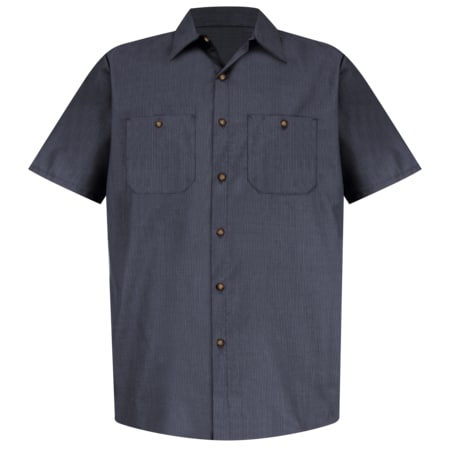 Short Sleeve Microcheck Work Shirt, 65% Polyester/35% Cotton, Button Fronts, Gray/Blue, S MPN:SP24GB SS S