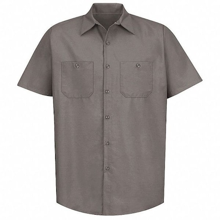 Men's Short Sleeve Poplin Work Shirt, Cotton/Polyester, Button Fronts, 2 Pocket(s), Gray, M MPN:SP24GY SS M