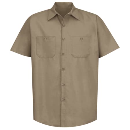 Men's Short Sleeve Poplin Work Shirt, Cotton/Polyester, Button Fronts, 2 Pocket(s), Khaki, S MPN:SP24KK SS S