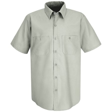 Men's Short Sleeve Poplin Work Shirt, Cotton/Polyester, Button Fronts, 2 Pocket(s), Light Gray, M MPN:SP24LA SSLM