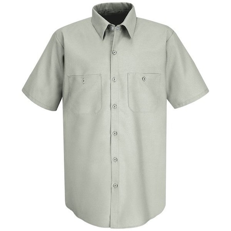 Men's Short Sleeve Poplin Work Shirt, Cotton/Polyester, Button Fronts, 2 Pocket(s), Light Gray, 2XL MPN:SP24LA SSLXXL