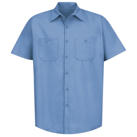 Men's Short Sleeve Poplin Work Shirt, Cotton/Polyester, Button Fronts, 2 Pocket(s), Light Blue, 4XL MPN:SP24LB SSL4XL