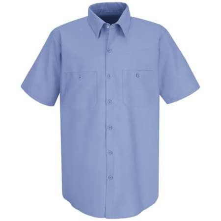 Men's Short Sleeve Industrial Work Shirt, Cotton/Polyester, Button, 2 Front Pocket(s), Light Blue MPN:SP24LB SSLL