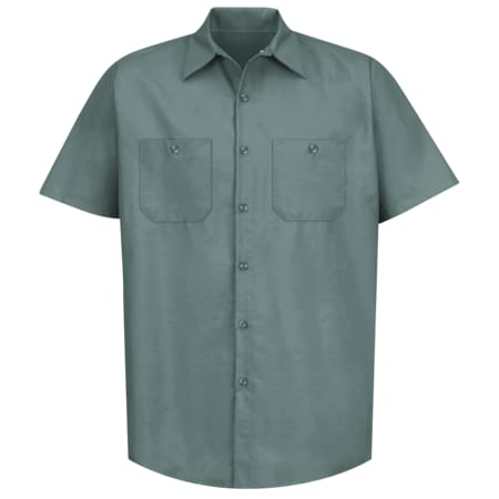 Men's Short Sleeve Poplin Work Shirt, Cotton/Polyester, Button Fronts, 2 Pocket(s), Green, 4XL MPN:SP24LG SSL4XL
