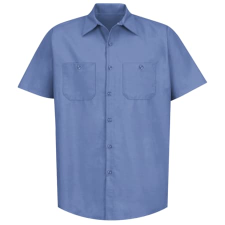 Men's Short Sleeve Poplin Work Shirt, Cotton/Polyester, Button Fronts, 2 Pocket(s), Petrol Blue, M MPN:SP24MB SS M