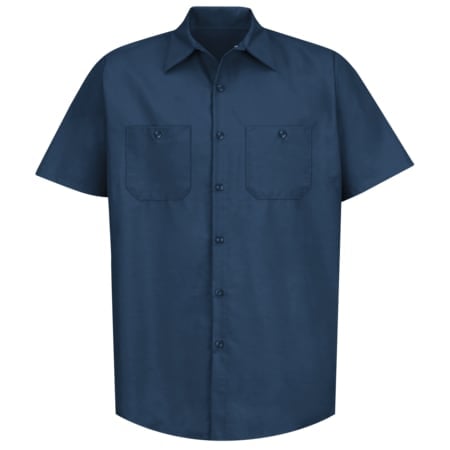 Men's Mens Ss Navy Poplin Work Shirt, 4XL, Cotton/Polyester, Button Fronts, 2 Pocket(s), Navy, 4XL MPN:SP24NV SSL4XL