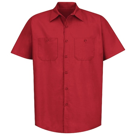 Men's Mens Ss Red Poplin Work Shirt, S, Cotton/Polyester, Button Fronts, 2 Pocket(s), Red, S MPN:SP24RD SS S