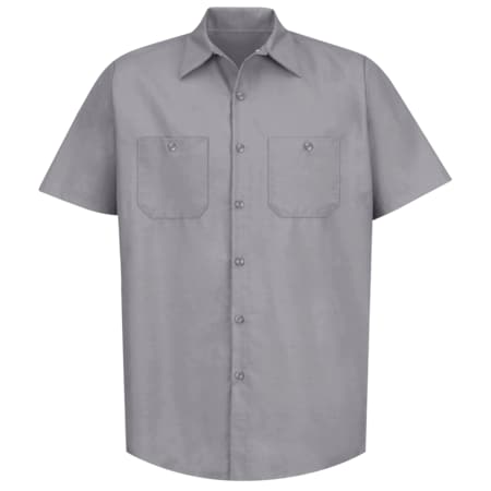 Men's Mns S/S Silver Gy Poplin Workshirt, L, Cotton/Polyester, Button Fronts, 2 Pocket(s), Silver, L MPN:SP24SV SS L