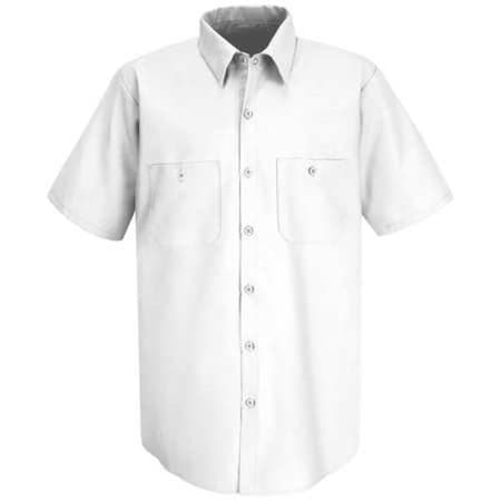 Men's Short Sleeve Work Shirt, Cotton/Polyester, Button, 2 Front Pocket(s), White, XL MPN:SP24WH SS XL