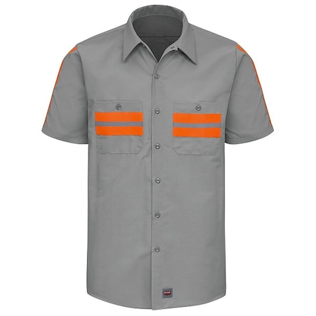 Men's Mens Ss Lt Gray Workshirt W/Evt, M, Cotton/Polyester, Button Fronts, 2 Pocket(s), M MPN:SP24WM SS M