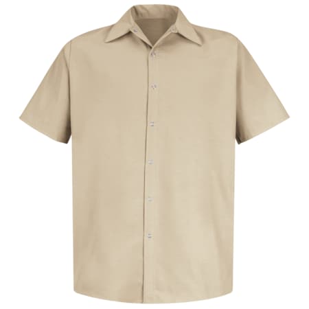 Men's Mens Ss Lt Tan Work Shirt No Pkts, XXL, Cotton/Polyester, Snap, 0 Pocket(s), Tan, 2XL MPN:SP26LT SS XXL
