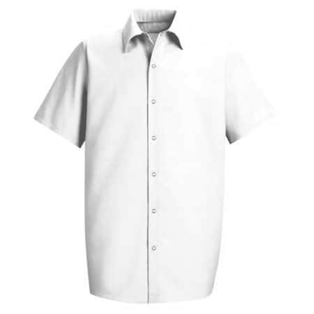 Men's Short Sleeve Shirt, Cotton/Polyester, Button, No Pocket(s), White, 3XL MPN:SP26WH SS 3XL