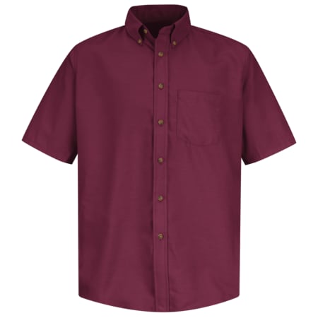 Men's Mns Ss Button Down Poplin Shirt, By, L, Cotton/Polyester, Button Fronts, 1 Pocket(s), Burgundy MPN:SP80BY SSLL