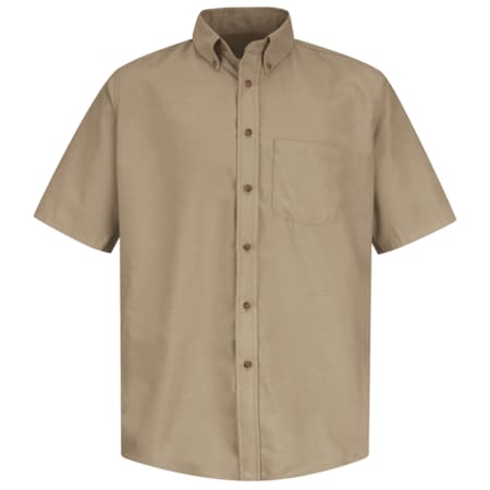 Men's Mns Ss Button Down Poplin Shirt, Kh, 5XL, Cotton/Polyester, Button Fronts, 1 Pocket(s), Tan MPN:SP80KH SS 5XL