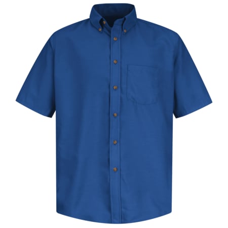 Men's Mns Ss Button Down Poplin Shirt, Rb, XL, Cotton/Polyester, Button Fronts, 1 Pocket(s), Blue MPN:SP80RB SSLXL