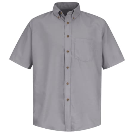 Men's Mns Ss Button Down Poplin Shirt, Sv, M, Cotton/Polyester, Button Fronts, 1 Pocket(s), Silver MPN:SP80SV SS M