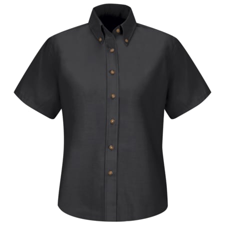 Women's Short Sleeve Work Shirt, Cotton/Polyester, Button Fronts, 0 Pocket(s), Black, M MPN:SP81BK SS 10