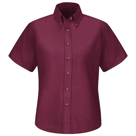 Women's Short Sleeve Work Shirt, Cotton/Polyester, Button Fronts, 0 Pocket(s), Burgundy, XL MPN:SP81BY SS 20