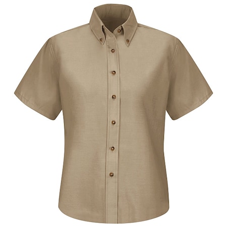 Women's Short Sleeve Work Shirt, Cotton/Polyester, Button Fronts, 0 Pocket(s), Tan, XL MPN:SP81KH SS 20