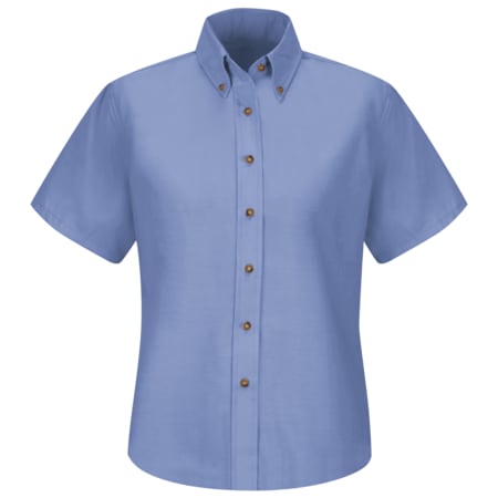 Women's Short Sleeve Work Shirt, Cotton/Polyester, Button Fronts, 0 Pocket(s), Light Blue, M MPN:SP81LB SS 12
