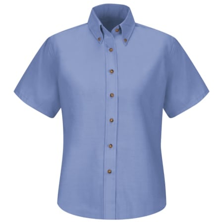 Women's Short Sleeve Work Shirt, Cotton/Polyester, Button Fronts, 0 Pocket(s), Light Blue, 2XL MPN:SP81LB SS 24