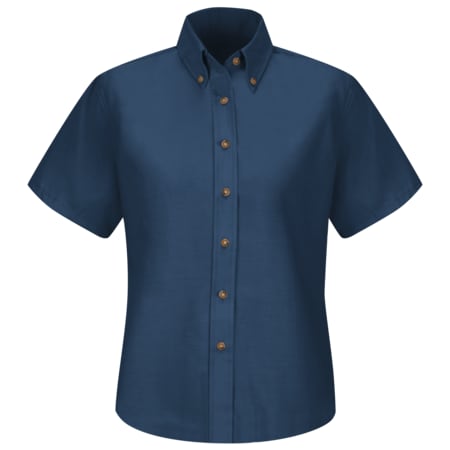 Women's Short Sleeve Work Shirt, Cotton/Polyester, Button Fronts, 0 Pocket(s), Navy, S MPN:SP81NV SS 6