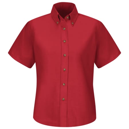 Women's Short Sleeve Work Shirt, Cotton/Polyester, Button Fronts, 0 Pocket(s), Red, XS MPN:SP81RD SS 2