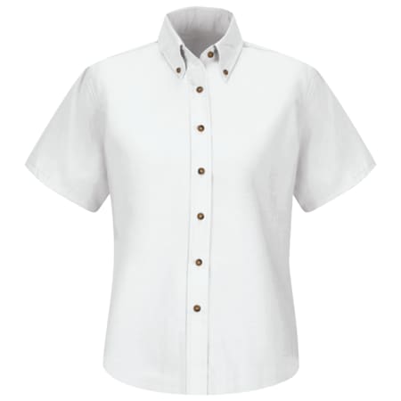 Women's Short Sleeve Work Shirt, Cotton/Polyester, Button Fronts, 0 Pocket(s), White, 2XL MPN:SP81WH SS 22