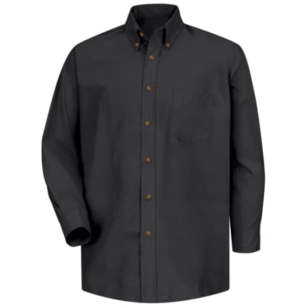 Men's Mns Ls Button Down Poplin Shirt-Bk, 5XL, Cotton/Polyester, Button Fronts, 1 Pocket(s), Black MPN:SP90BK 5XL367