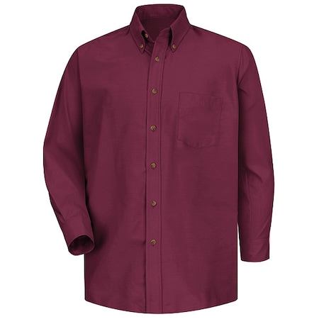 Men's Mns Ls Button Down Poplin Shirt-By, XL, Cotton/Polyester, Button Fronts, 1 Pocket(s), Burgundy MPN:SP90BY XL 323