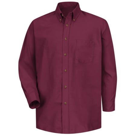 Men's Mns Ls Button Down Poplin Shirt-By, XL, Cotton/Polyester, Button Fronts, 1 Pocket(s), Burgundy MPN:SP90BY XL 367