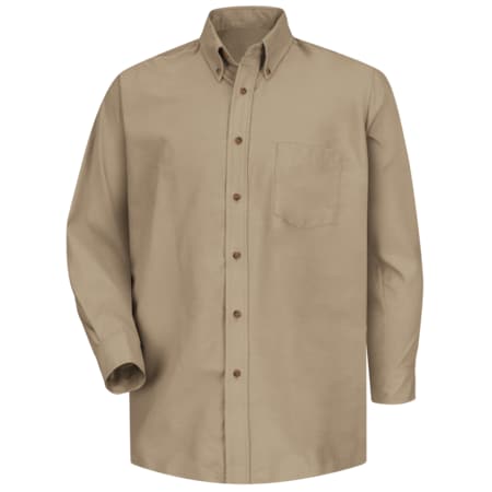 Men's Mns Ls Button Down Poplin Shirt-Kh, 3XL, Cotton/Polyester, Button Fronts, 1 Pocket(s), Tan MPN:SP90KH 3XL367