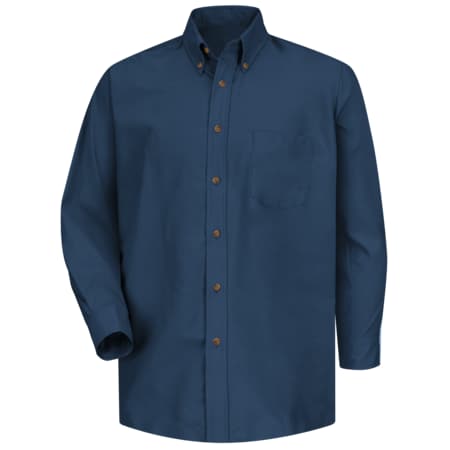 Men's Mns Ls Button Down Poplin Shirt-Nv, 4XL, Cotton/Polyester, Button Fronts, 1 Pocket(s), Navy MPN:SP90NV 4XL367