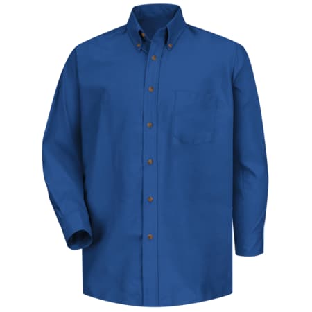 Men's Mns Ls Button Down Poplin Shirt-Rb, 5XL, Cotton/Polyester, Button Fronts, 1 Pocket(s), Blue MPN:SP90RB 5XL367