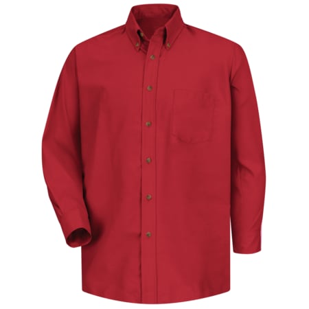 Men's Mns Ls Button Down Poplin Shirt-Rd, 5XL, Cotton/Polyester, Button Fronts, 1 Pocket(s), Red MPN:SP90RD 5XL367