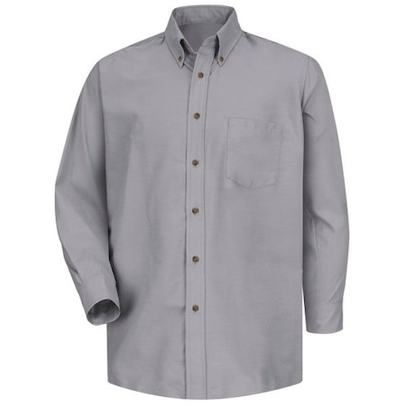 Men's Mns Ls Button Down Poplin Shirt-Sv, 5XL, Cotton/Polyester, Button Fronts, 1 Pocket(s), Silver MPN:SP90SV 5XL367