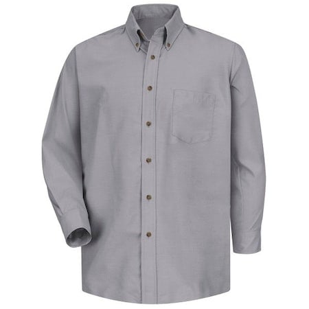 Men's Mns Ls Button Down Poplin Shirt-Sv, L, Cotton/Polyester, Button Fronts, 1 Pocket(s), Silver, L MPN:SP90SV L 367