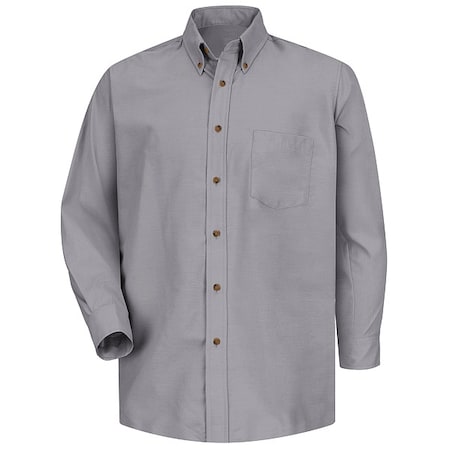 Men's Mns Ls Button Down Poplin Shirt-Sv, M, Cotton/Polyester, Button Fronts, 1 Pocket(s), Silver, M MPN:SP90SV M 323