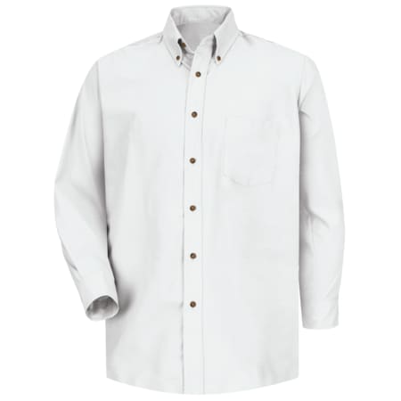 Men's Mns Ls Button Down Poplin Shirt-Wh, L, Cotton/Polyester, Button Fronts, 1 Pocket(s), White, L MPN:SP90WH L 367