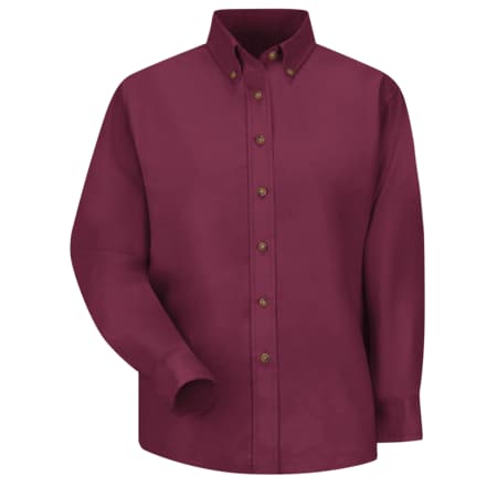 Women's Long Sleeve Work Shirt, Cotton/Polyester, Button Fronts, 0 Pocket(s), Burgundy, M MPN:SP91BY RG 10